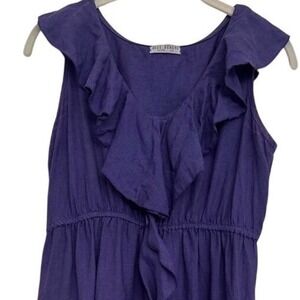 Russ Berens Malibu 100% Linen‎ Dress Ruffle Women's S Purple Hand Colored